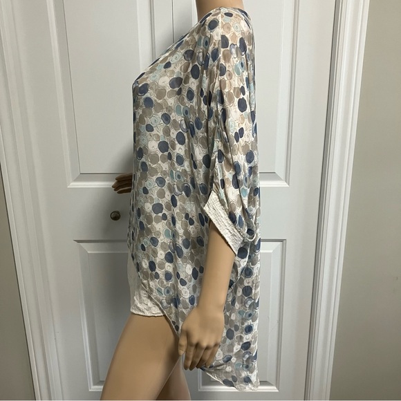 Blue and white polka dot sheer blouse with sequins - Picture 4 of 9